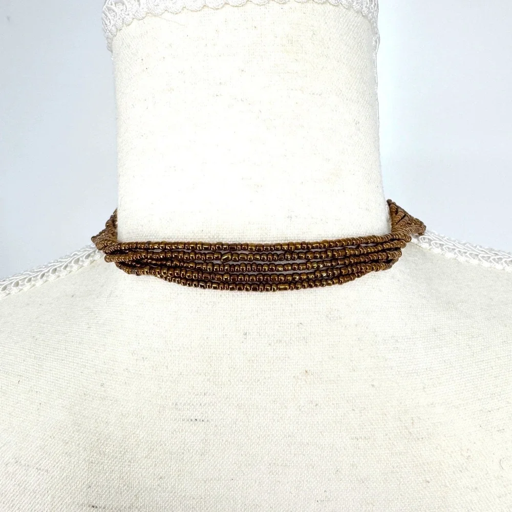 Boho‎ Seed Bead Fringe Statement Necklace Southwestern Tribal Festival Western